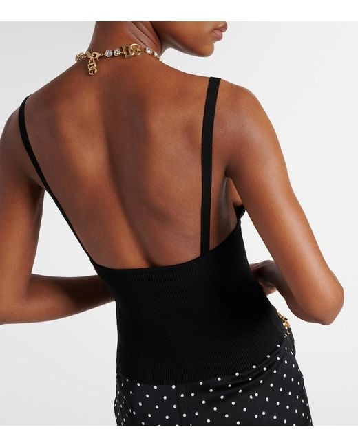 Dolce & Gabbana Black V-Neck Tank Top