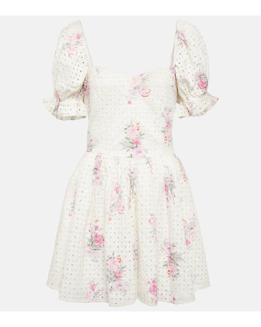 Vestido Corto Altima De Algodon Floral LoveShackFancy de color Natural