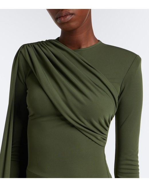 The New Arrivals Ilkyaz Ozel Green Draped Gathered Minidress