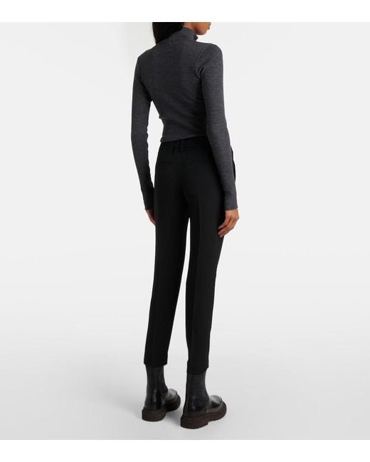 Brunello Cucinelli Black Silk-blend Cropped Pants