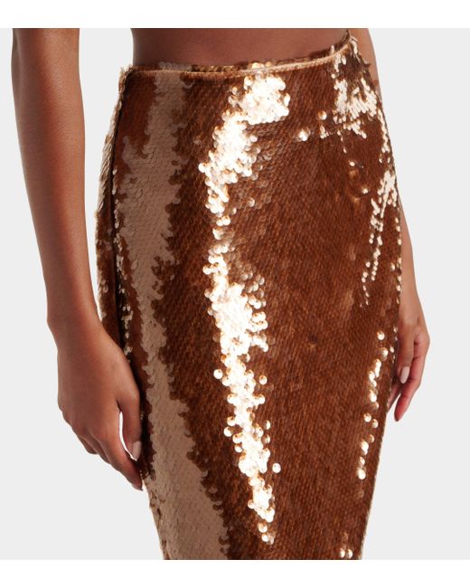 Blazé Milano Brown Tarantella Sussex Sequined Midi Skirt