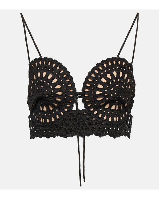 Stella McCartney Black Broderie Anglaise Crop Top