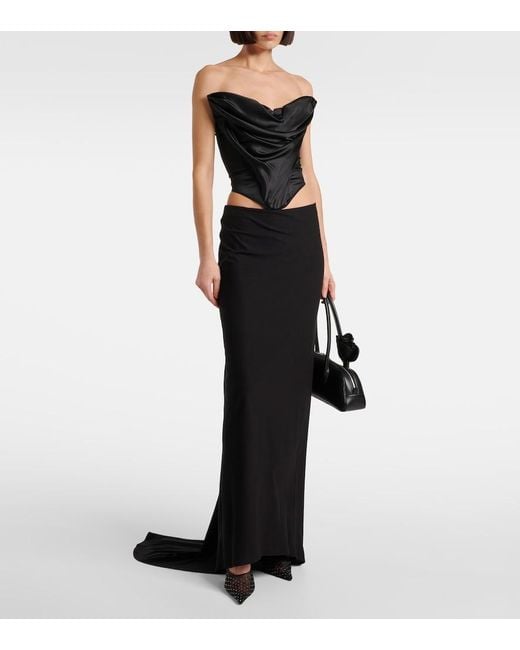 Magda Butrym Black Draped Silk-Blend Satin Corset