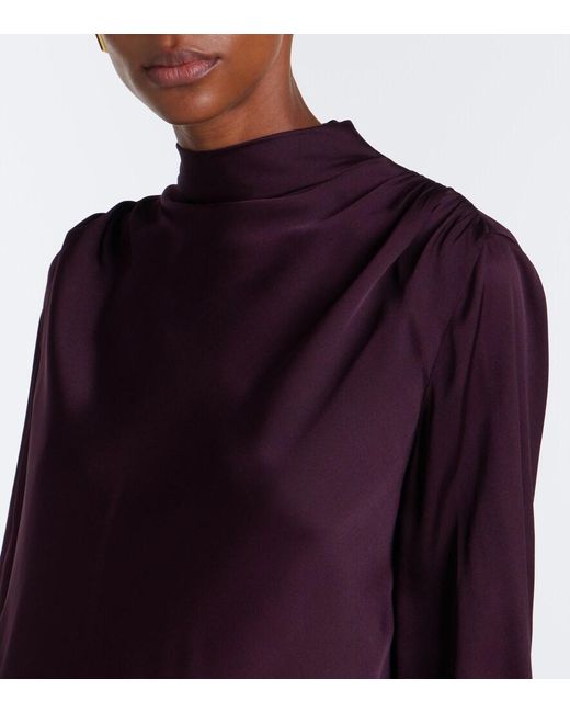 Vince Purple Draped Silk-Blend Top