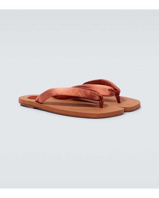 Dries Van Noten Brown Satin Thong Sandals for men
