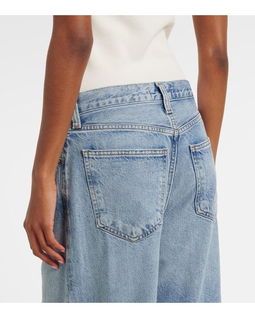 Agolde Blue Low Slung Baggy Wide-Leg Jeans