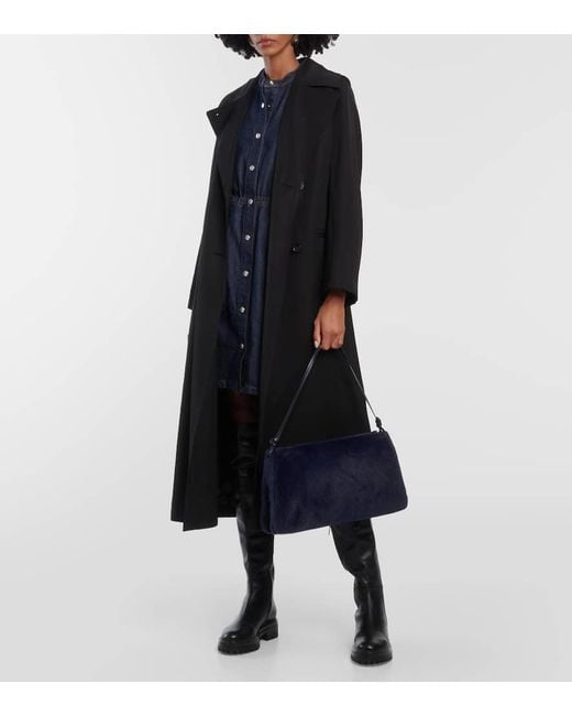 Staud Blue Schultertasche Vivi Aus Velourslederimitat