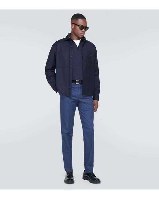 Pantalones de traje en mezcla de algodon Zegna de hombre de color Blue