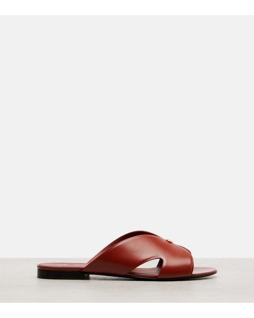Loro Piana Brown Vera Leather Slides