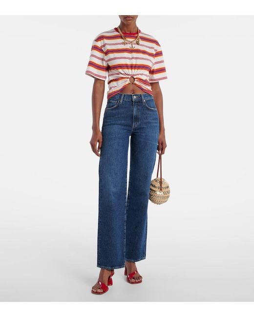Agolde Blue Harper Mid-Rise Straight Jeans