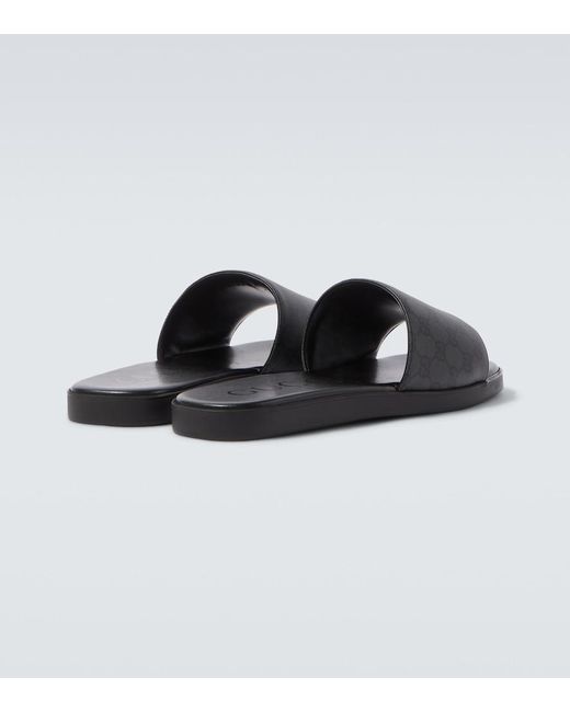 Gucci Black Gg Canvas Slides for men