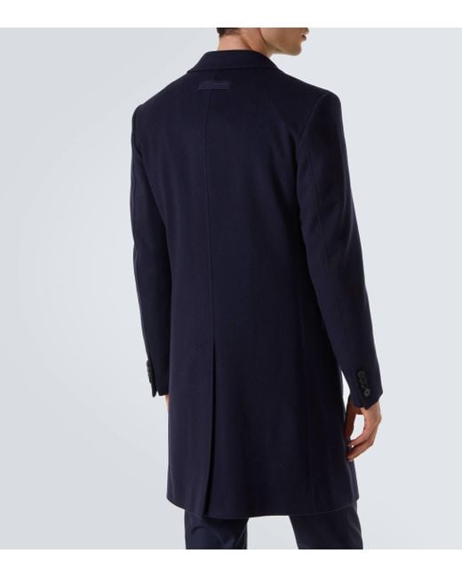 Zegna Blue Wool And Cashmere-blend Overcoat for men