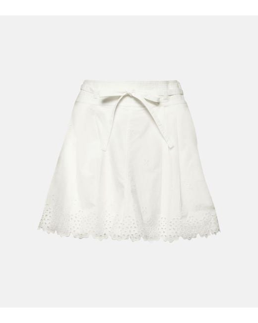 Ulla Johnson White Sabine Broderie Anglaise Cotton Shorts