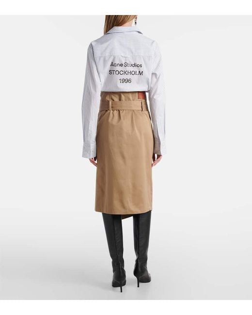Acne Natural Innara Belted Cotton Twill Midi Skirt