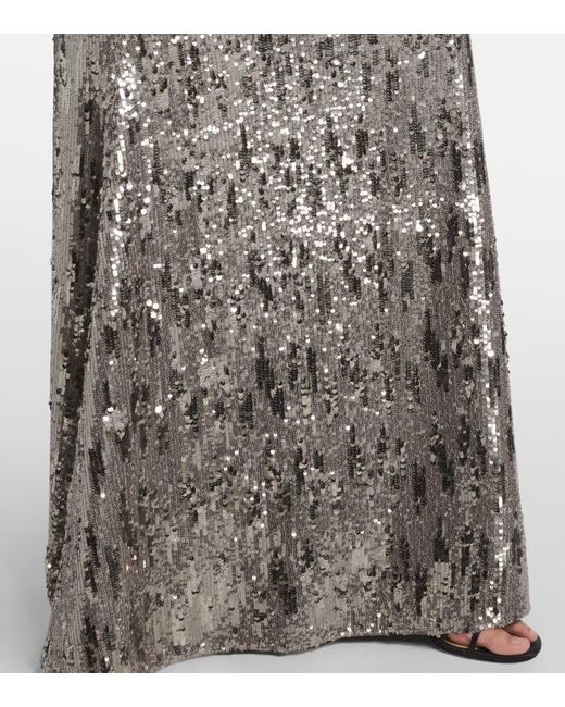 Elie Saab Gray Robe Aus Einem Seidengemisch Mit Pailletten