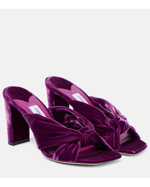 Jimmy Choo Purple Avenue 85 Velvet Mules