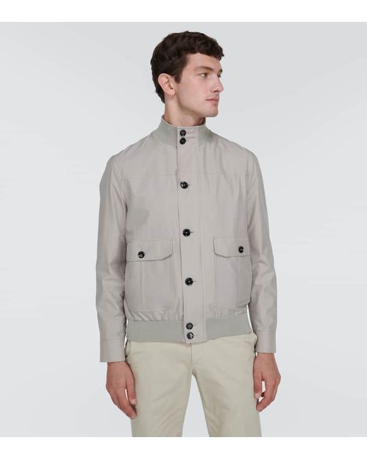 Brioni White Performa Silk Blouson Jacket for men