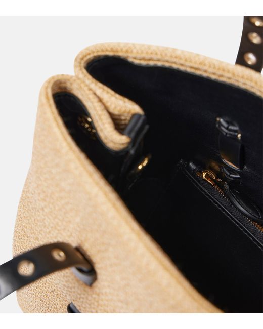Alaïa Natural Mina 25 Leather-trimmed Raffia Tote Bag