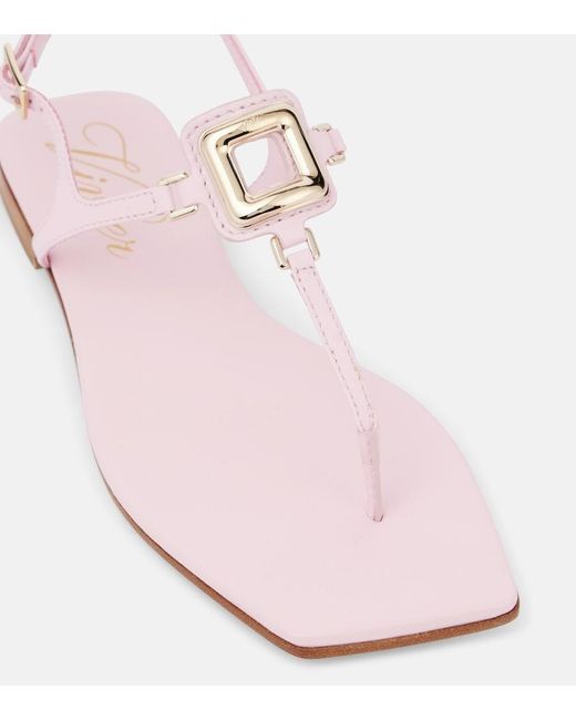 Roger Vivier Pink Viv' By The Sea Leather Thong Sandals