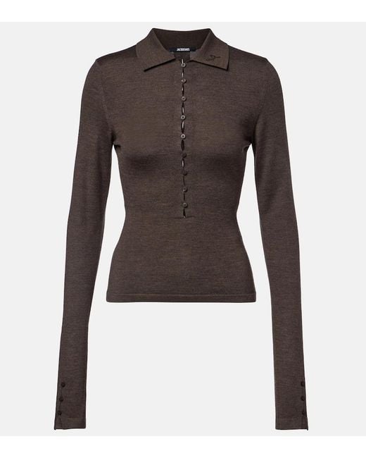 Jacquemus Brown Wool Polo Shirt