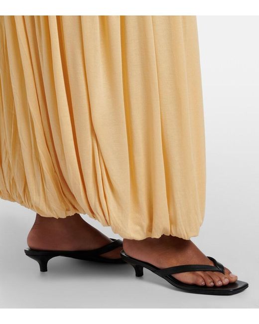 Totême Metallic Gathered Jersey Maxi Dress