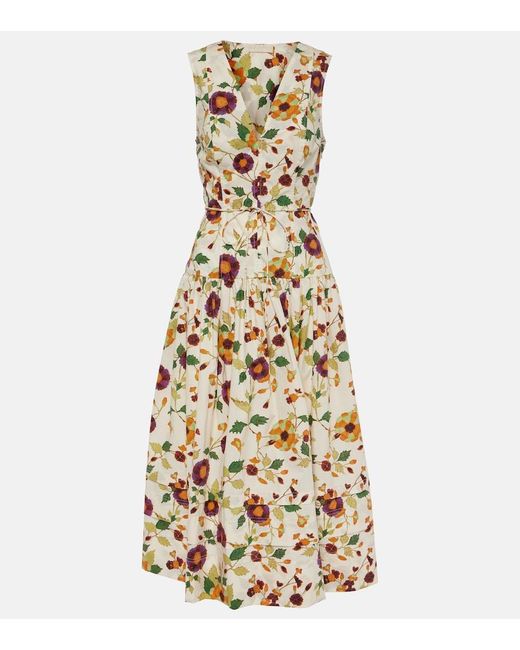 Ulla Johnson Metallic Kiran Floral Cotton Midi Dress