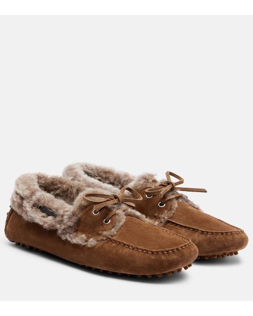 Brunello Cucinelli Brown Monili Suede Driving Shoes