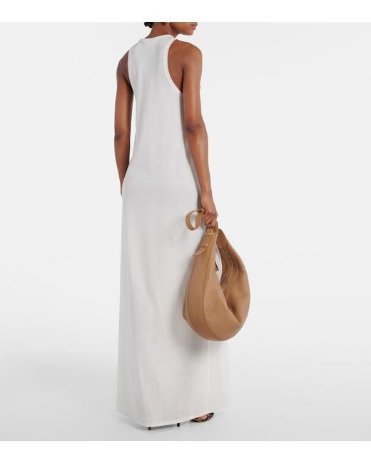 Khaite White Vernetta Cotton-Blend Jersey Maxi Dress