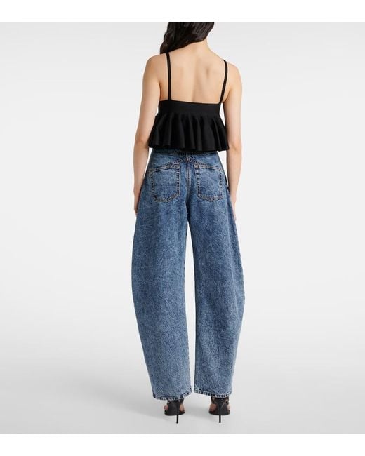Alaïa Blue High-Rise Barrel-Leg Jeans