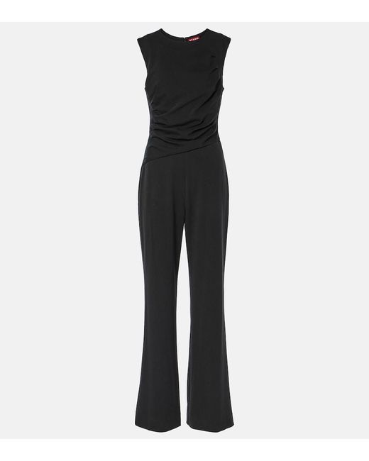 Staud Black Jagger Draped Jersey Jumpsuit