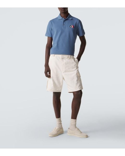 Polo De Pique De Algodon Con Logo Moncler de hombre de color Blue