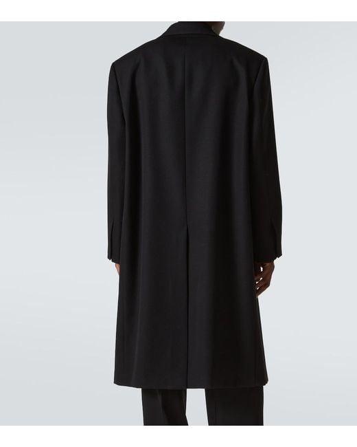 Jil Sander Black Silk-Trimmed Wool Coat for men