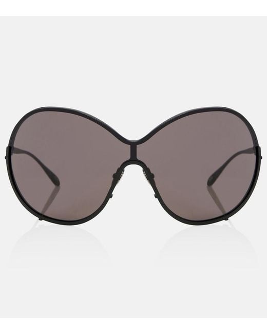 Alaïa Brown Lettering Logo Oversized Sunglasses