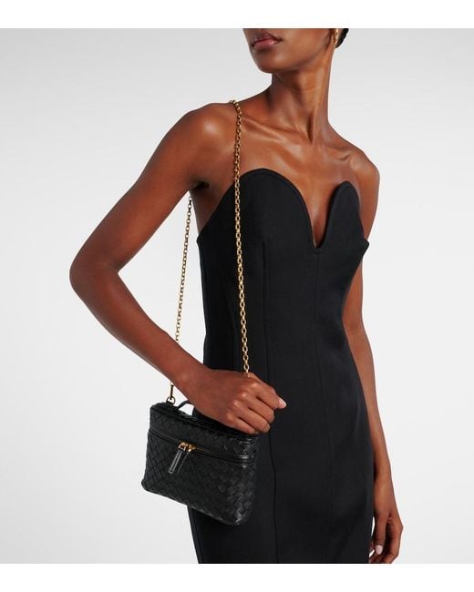 Bottega Veneta Black Intrecciato Leather Crossbody Bag