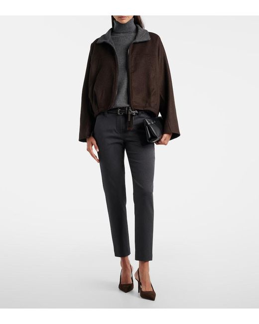 Brunello Cucinelli Blue Cotton-Blend Slim Pants