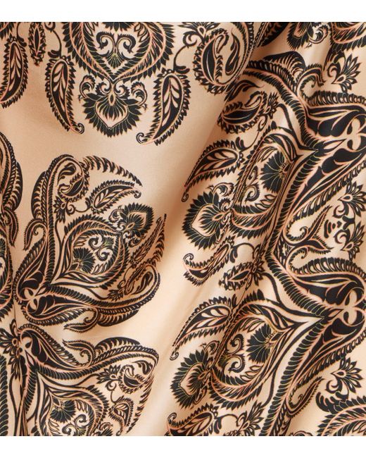 Foulard imprime en soie Etro en coloris Metallic