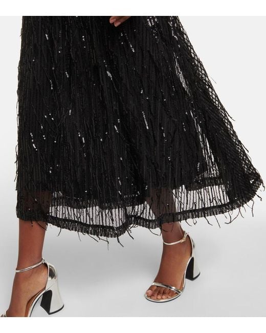 Rotar El Vestido Midi De Lentejuelas Fruncido ROTATE BIRGER CHRISTENSEN de color Black