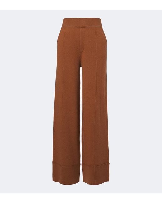 Jardin Des Orangers Brown Wool And Cashmere Wide-Leg Pants