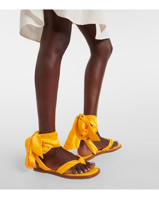 Christian Louboutin Yellow Nilo Du Desert Crepe Satin Thong Sandals