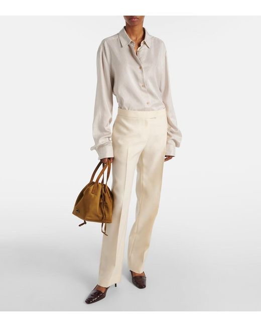 Khaite Natural Agro Striped Silk Shirt
