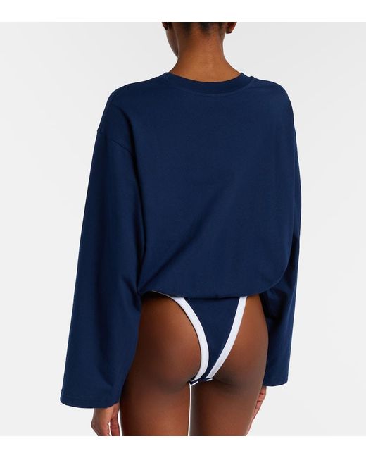 Jean Paul Gaultier Blue Cotton Bodysuit