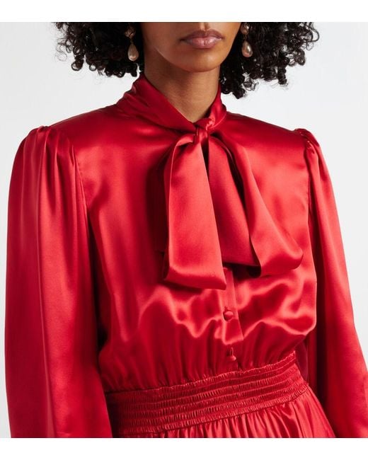 Dolce & Gabbana Red Silk Satin Shirt Dress