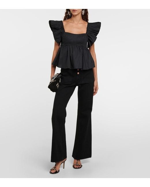 Ulla Johnson Black Lou High-Rise Flared Jeans