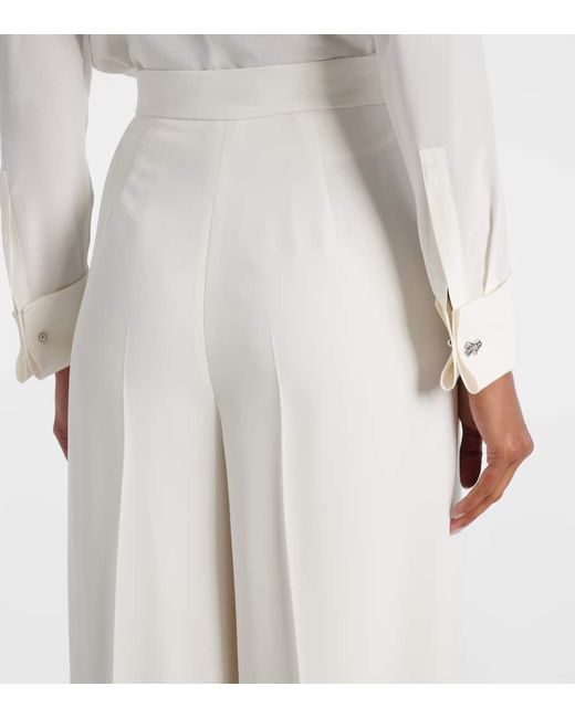 Max Mara White Weite High-Rise-Hose Manetta Aus Cady