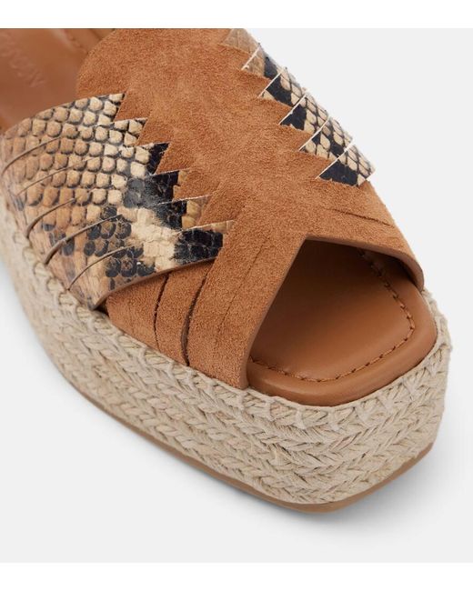 Ulla Johnson Brown Espadrille-Sandalen Elsa Aus Veloursleder Mit Leder
