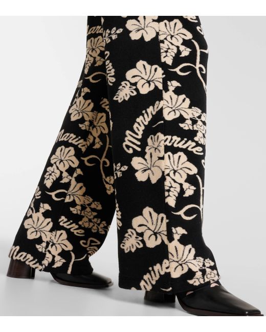 MARINE SERRE Black Floral Jacquard Sweatpants