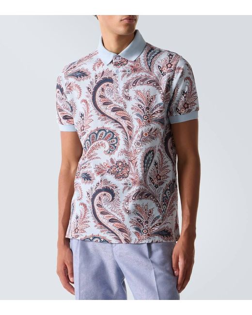 Etro Multicolor Paisley Cotton Pique Polo Shirt for men