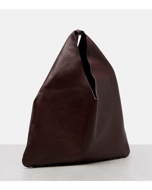 The Row Brown Bindle Small Leather Shoulder Bag