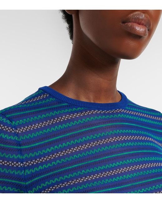J.W. Anderson Blue Striped Cotton-Blend T-Shirt