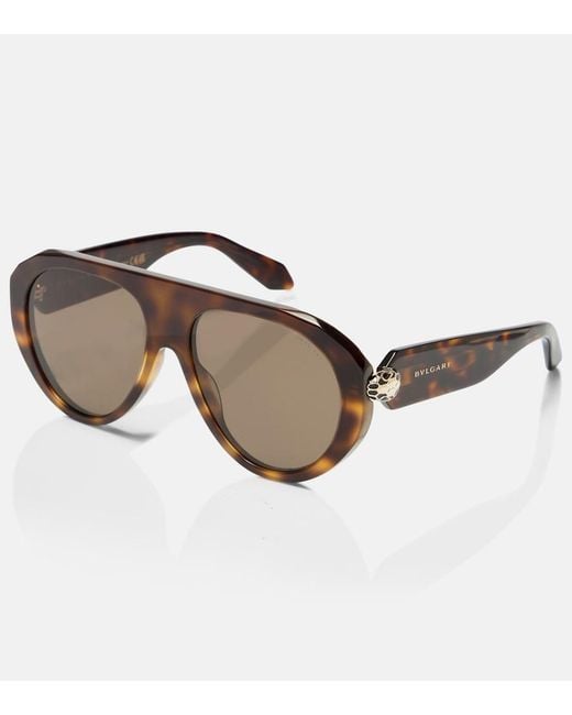 BVLGARI Brown Serpenti Forever Aviator Sunglasses